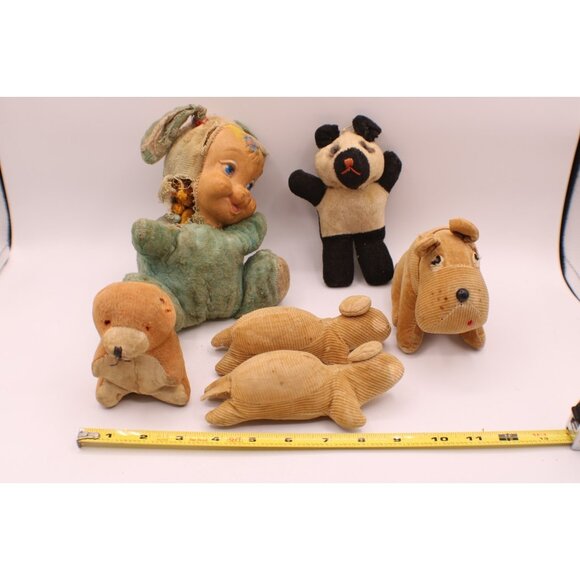 Lot 6 Vintage Plush Rubber Face Doll Stuffed Animal Toys NEED REPAIR SAVE THEM! - Picture 12 of 13
